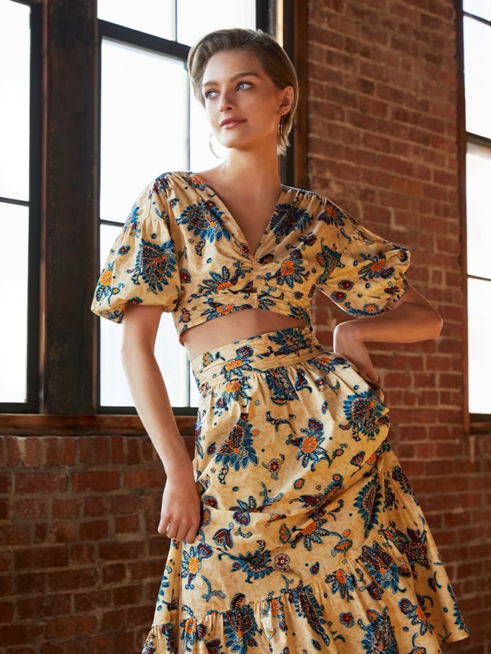 A.L.C. Cropped Floral Blouse